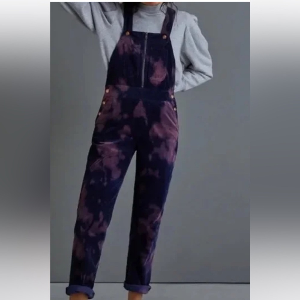 Women's Tie-Dye Overalls size 27 Anthropologie corduroy